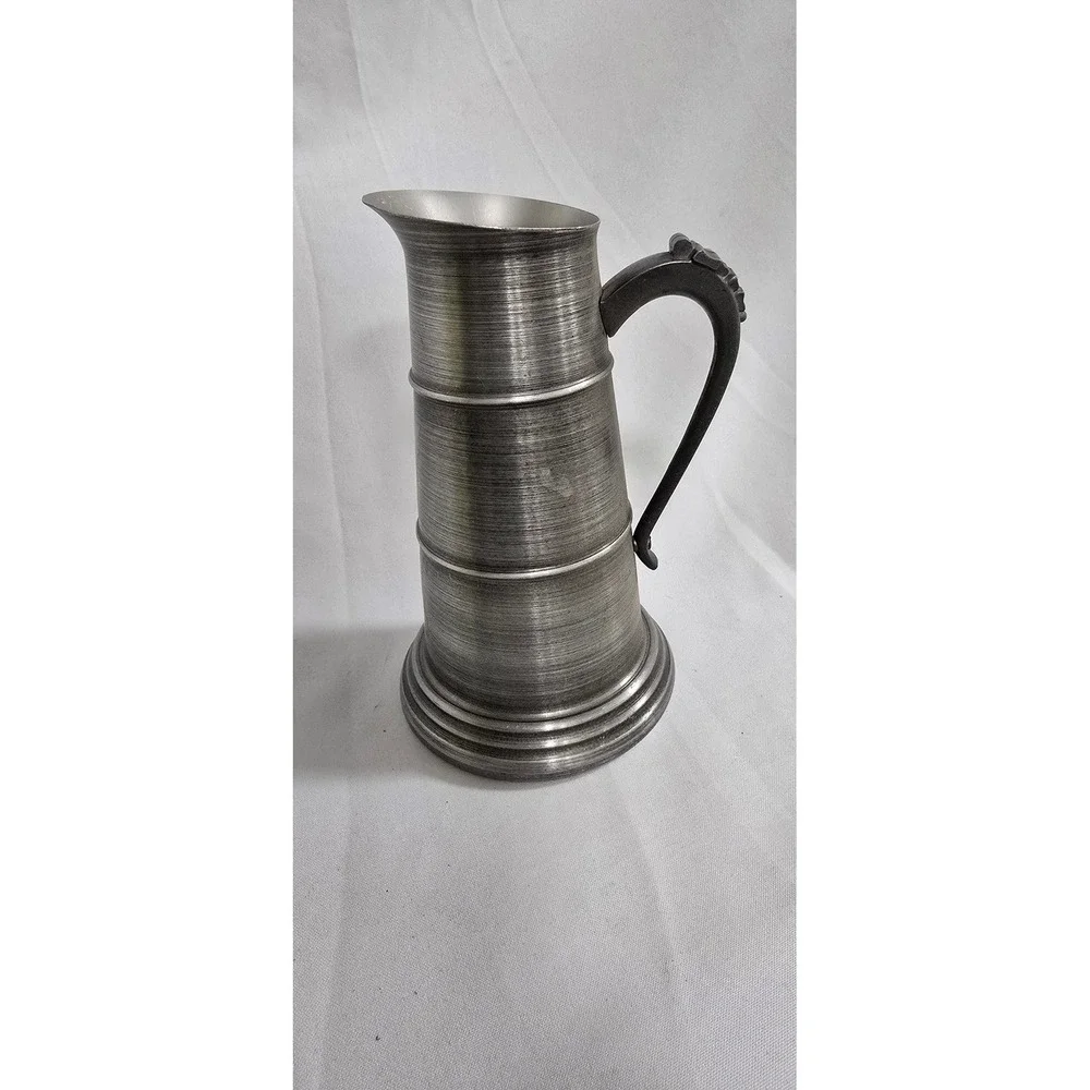 Vtg Seymour Mann Pewtertone Italy pitcher MCM brutalist barware old-world rustic